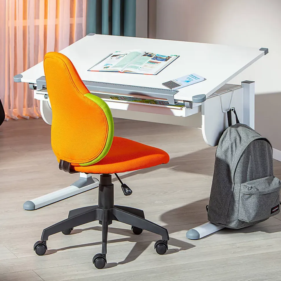 PREZI - Fauteuil Pivotant Orange et Vert pour Enfant