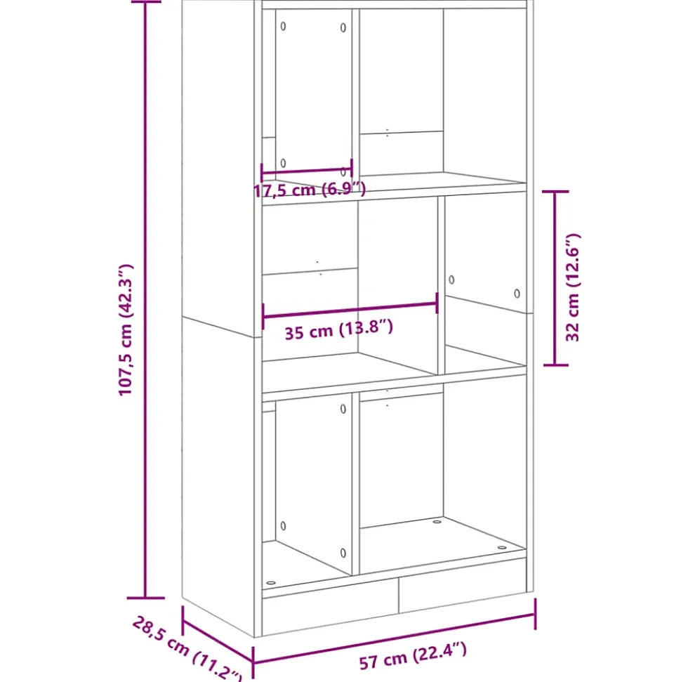 Prolenta Premium - Bibliothèque blanc 57x28,5x107,5 cm bois d'ingénierie