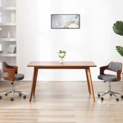 Prolenta Premium - Chaises pivotantes à manger lot de 2 gris bois courbé et tissu