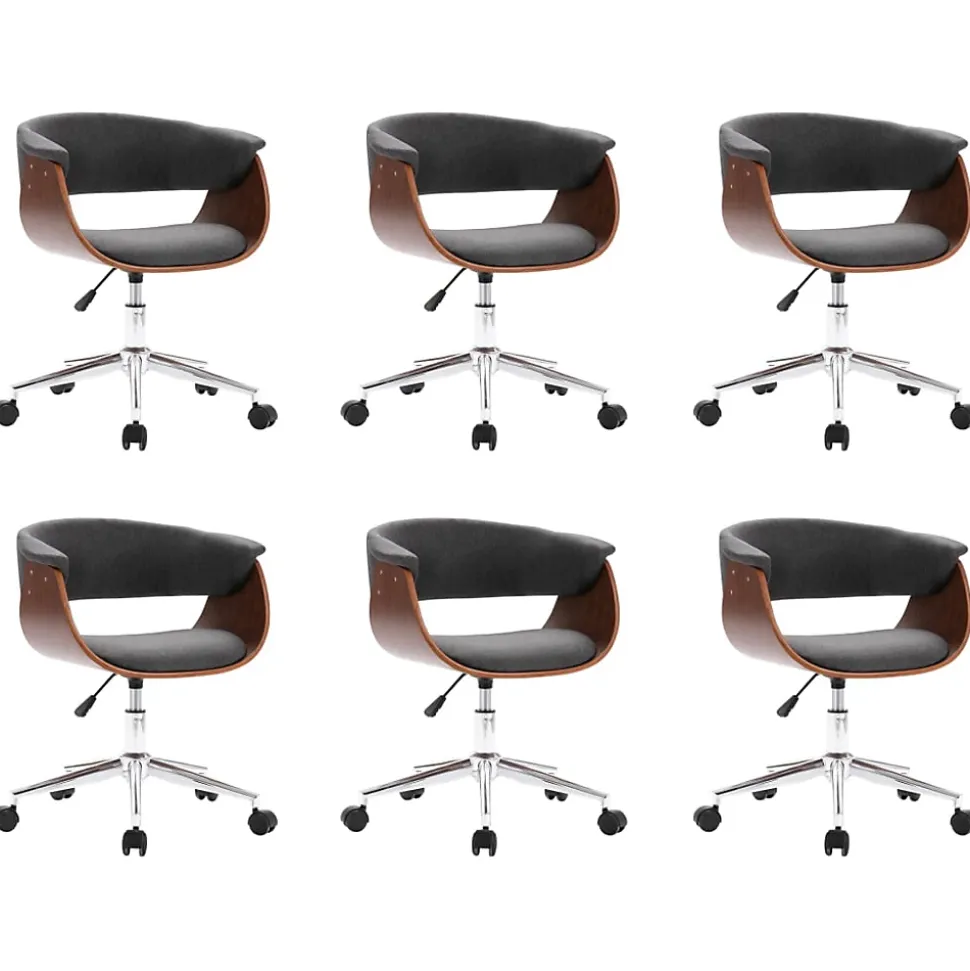 Prolenta Premium - Chaises pivotantes à manger lot de 6 gris tissu