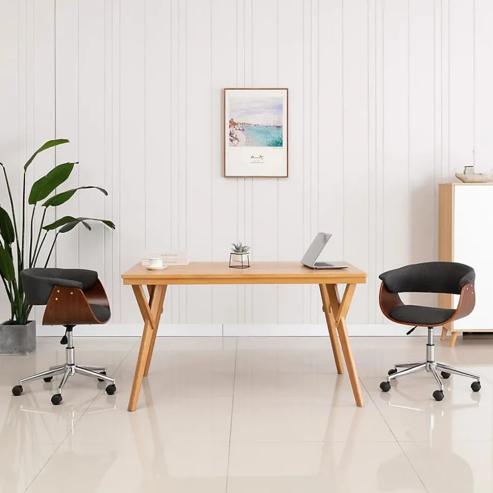 Prolenta Premium - Chaise pivotante à manger Gris Bois courbé et tissu