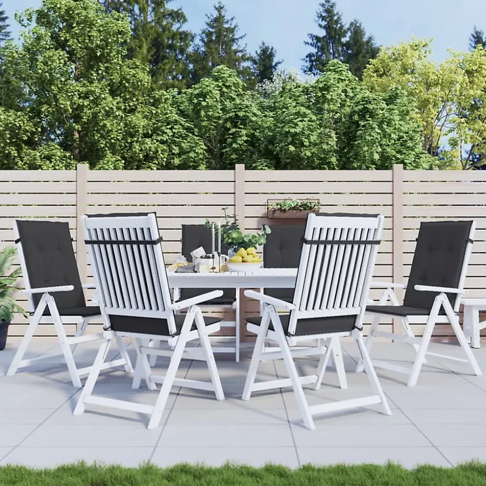 Prolenta Premium - Coussins de chaise de jardin à dossier haut lot de 6 noir tissu