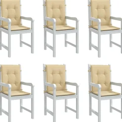 Prolenta Premium - Coussins de chaise à dossier bas lot de 6 beige mélangé tissu