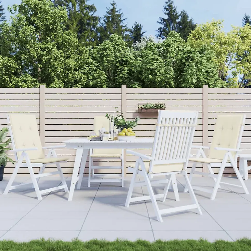 Prolenta Premium - Coussins de chaise de jardin dossier haut lot de 4 crème tissu