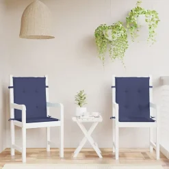 Prolenta Premium - Coussins de chaise à dossier bas lot de 2 bleu marine tissu