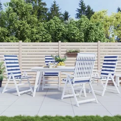 Prolenta Premium - Coussins de chaise à dossier haut lot de 4 rayures bleu/blanc