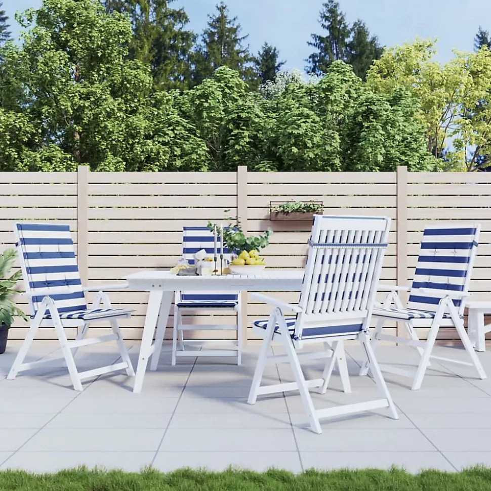 Prolenta Premium - Coussins de chaise à dossier haut lot de 4 rayures bleu/blanc
