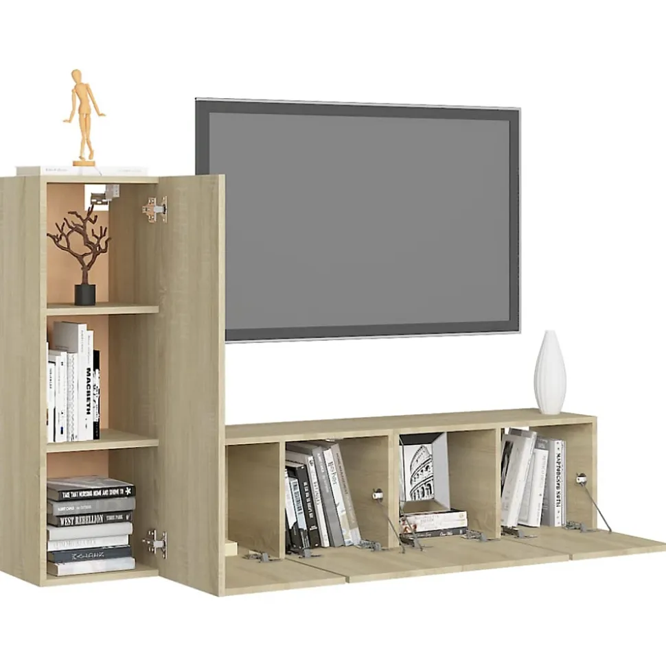 Prolenta Premium - Ensemble de meubles TV 3 pcs Chêne sonoma Bois d'ingénierie