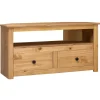 Prolenta Premium - Meuble TV d'angle 93x49x49 cm Pin solide Assortiment Panama