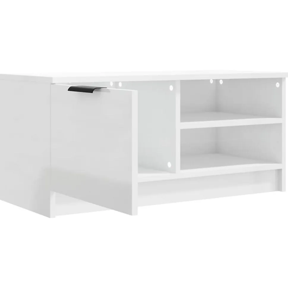 Prolenta Premium - Meuble TV Blanc brillant 80x35x36,5 cm Bois d'ingénierie