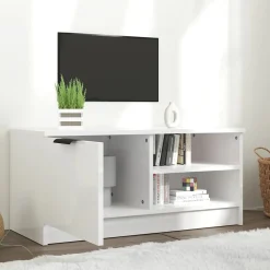 Prolenta Premium - Meuble TV Blanc brillant 80x35x36,5 cm Bois d'ingénierie