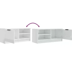 Prolenta Premium - Meuble TV Blanc brillant 80x35x36,5 cm Bois d'ingénierie