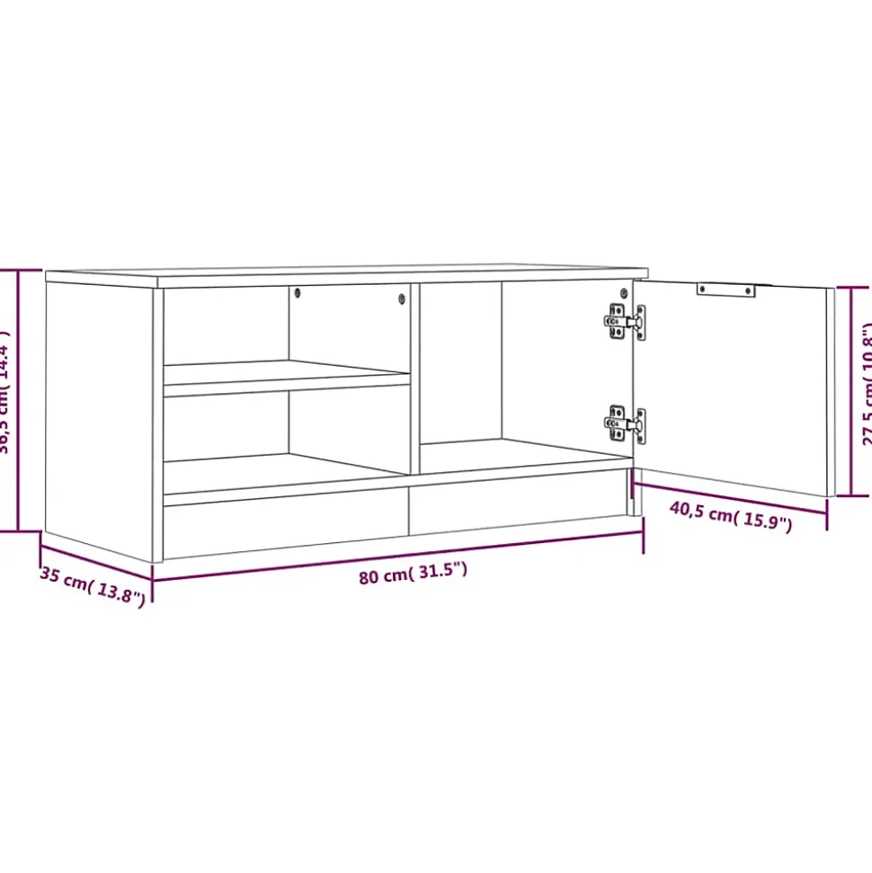 Prolenta Premium - Meuble TV Blanc brillant 80x35x36,5 cm Bois d'ingénierie