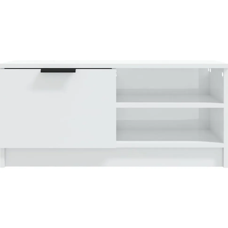 Prolenta Premium - Meuble TV Blanc brillant 80x35x36,5 cm Bois d'ingénierie