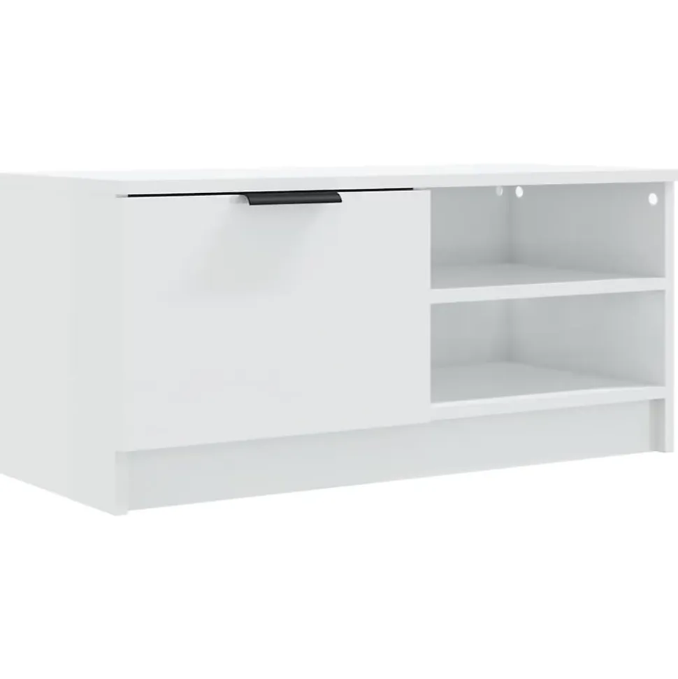 Prolenta Premium - Meuble TV Blanc brillant 80x35x36,5 cm Bois d'ingénierie