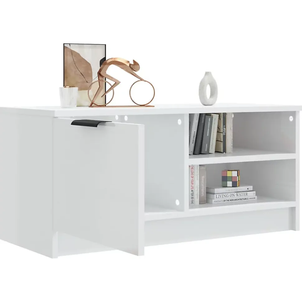 Prolenta Premium - Meuble TV Blanc brillant 80x35x36,5 cm Bois d'ingénierie
