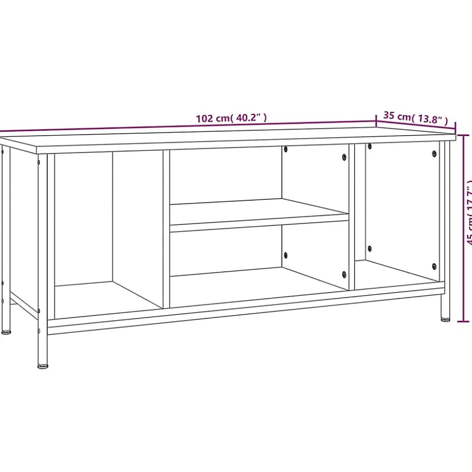 Prolenta Premium - Meuble TV chêne sonoma 102x35x45 cm bois d'ingénierie