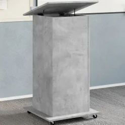 Pupitre avec roues et tiroir gris béton bois d'ingénierie vidaXL