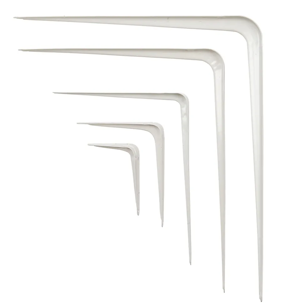Équerre emboutie en acier blanc H. 15 x L. 12,5 cm