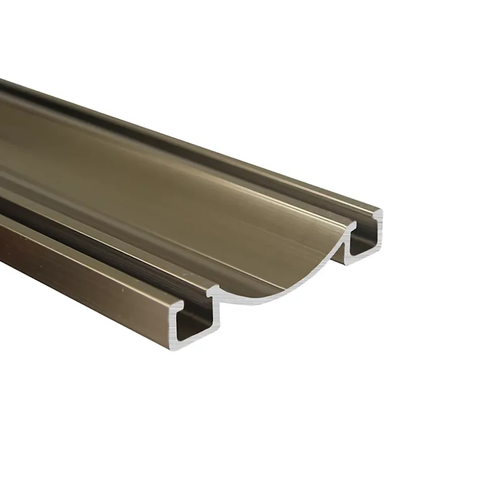 Rail bas alu pour placard coulissant - 3000mm - Poli Bronze