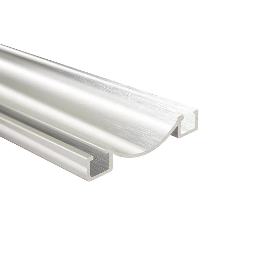 Rail bas alu pour placard coulissant - 2000mm - Inox Brossé