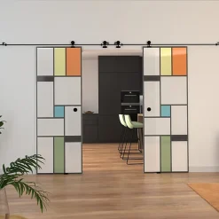 Rail coulissant apparent pour portes coulissantes en verre MINIMO - MONDO + SABLE en 73 ou 83 ou 93 cm - AURYS NORMANDIE