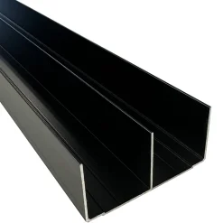 Rail haut alu pour placard coulissant - 2000mm - Laqué noir mat