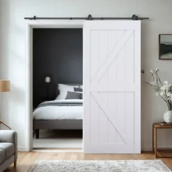 Rail porte coulissante - 2M - Apparent - Porte en bois - Noir