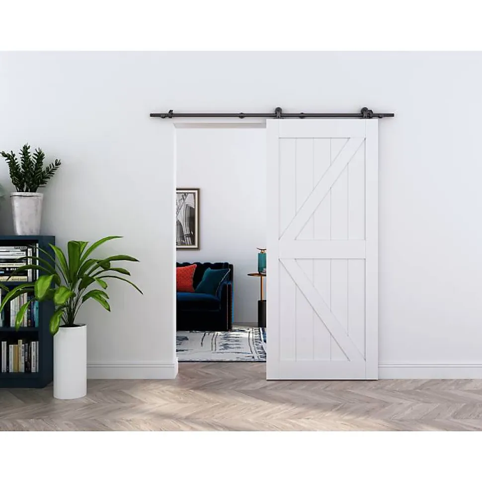 Rail porte coulissante - 2M - Apparent - Porte en bois - Noir