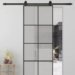 Rail porte coulissante - 2M - Porte en bois, verre, aluminium - Noir