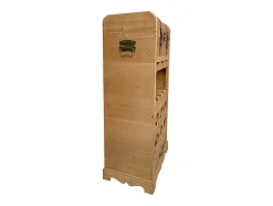 Range bouteilles avec coffre en bois de sapin et MDF - L.43 x H.100 cm - Naturel - CAVINA