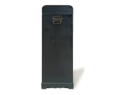 Range bouteilles avec coffre en bois de sapin et MDF - L.43 x H.100 cm - Noir - CAVINA