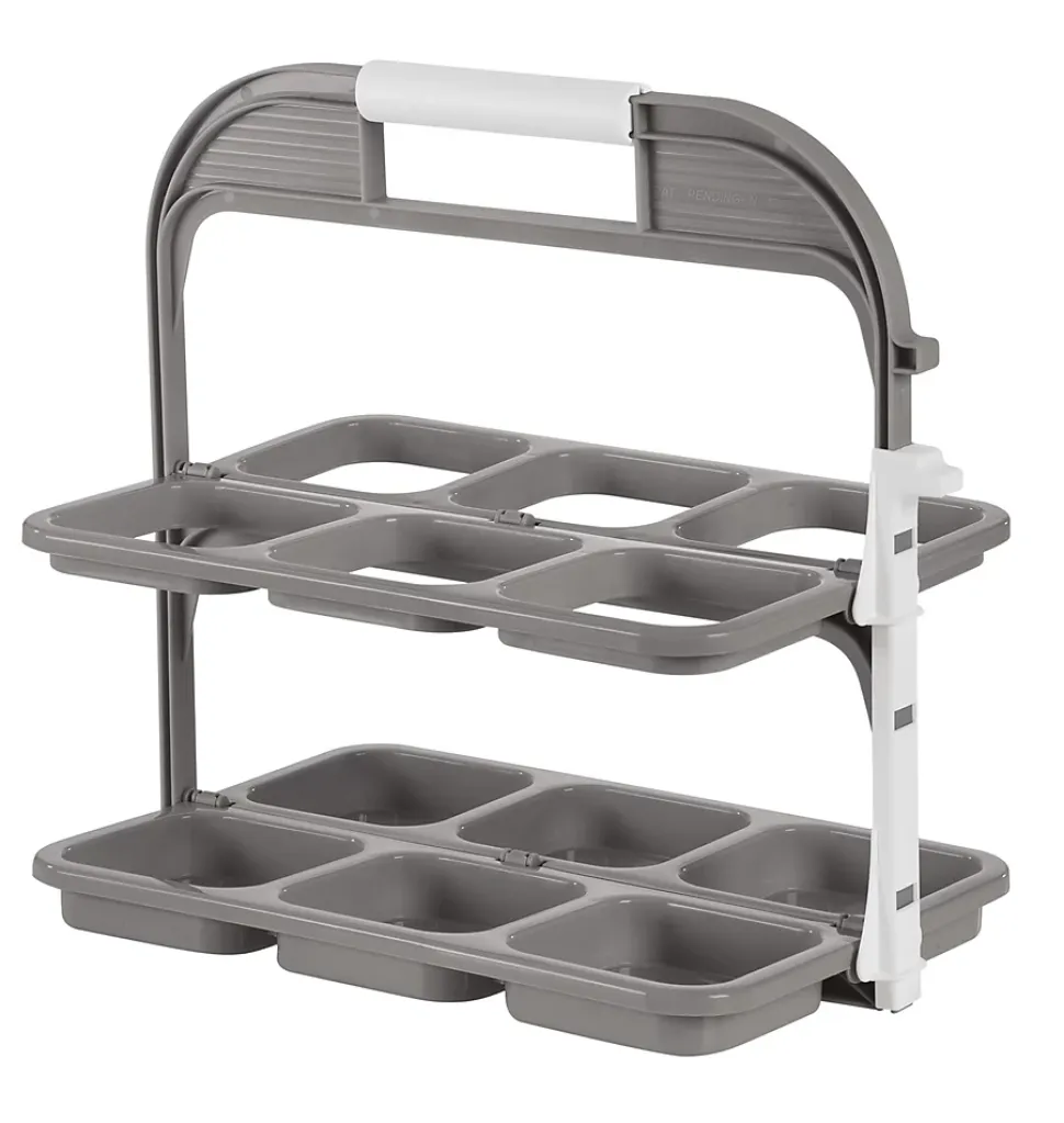 Range bouteilles pliable en plastique gris 6 compartiments Pratiko