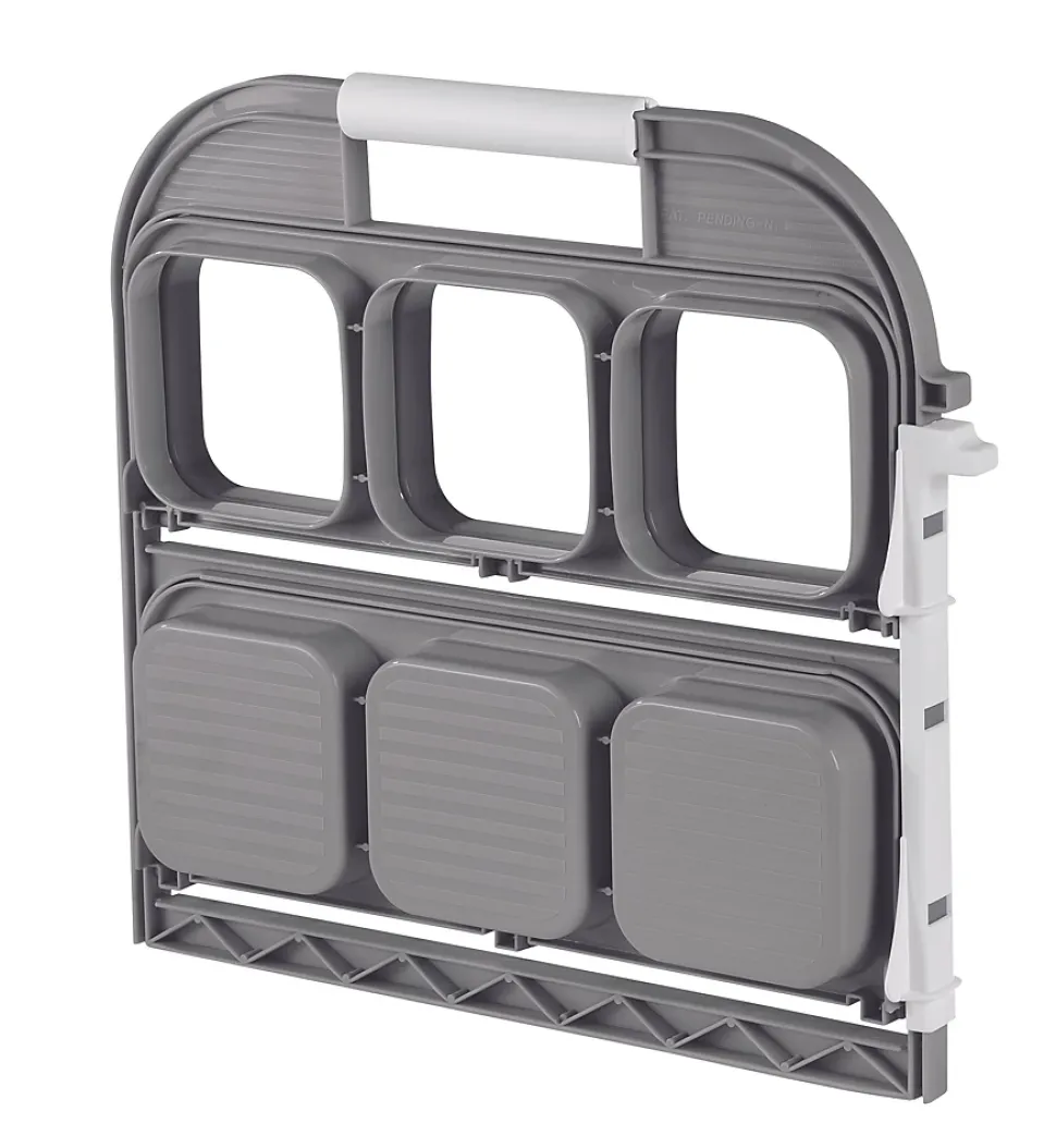 Range bouteilles pliable en plastique gris 6 compartiments Pratiko