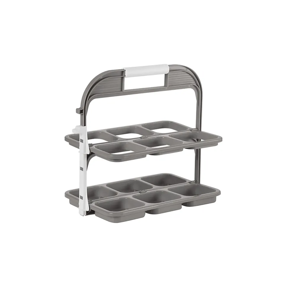 Range bouteilles pliable en plastique gris 6 compartiments Pratiko