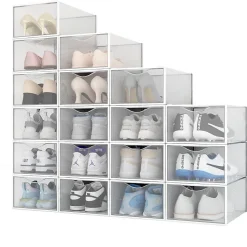 Range chaussure - Boites à chaussures - Blanc et transparent - Lot de 18