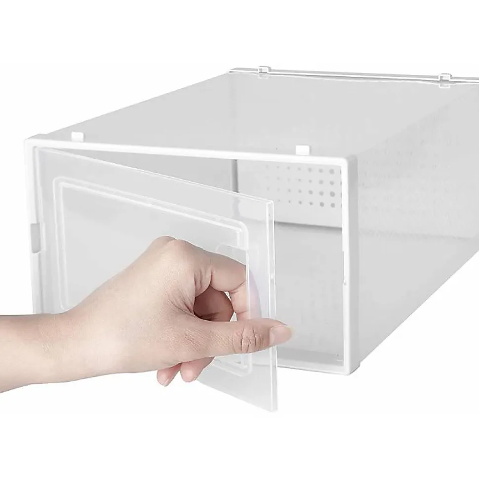 Range chaussure - Boites à chaussures - Moyen format - Blanc transparent - Lot de 12