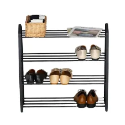 Range chaussures - 4 niveaux - Noir - 12 paires