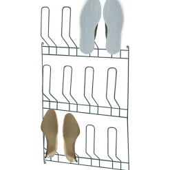 Range-chaussures mural pour 6 paires en métal gris 44 x 6 x 75 cm