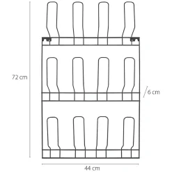 Range-chaussures mural pour 6 paires en métal gris 44 x 6 x 75 cm