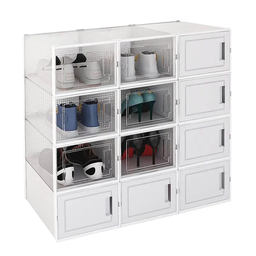 Rangement à chaussure - Boites à chaussures - Grand format - Opaque et transparent - Lot de 12