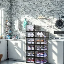 Rangement à chaussure - Boite à chaussures - Noires et transparentes crystal - Lot de 12