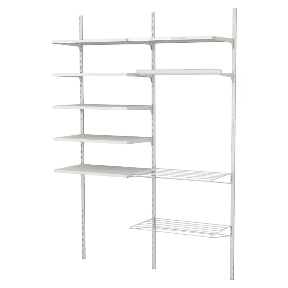 Rangement buanderie 2 colonnes avec penderie et 2 étendoirs H. 200 x L. 132 x P. 40 cm
