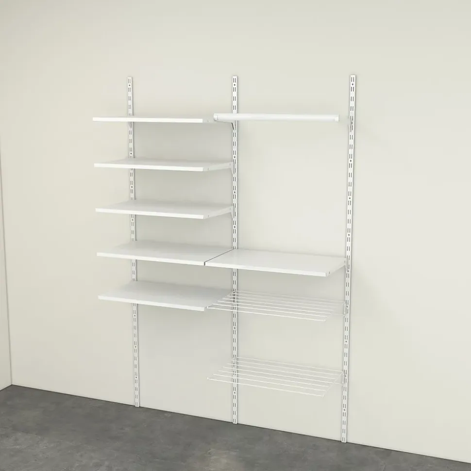 Rangement buanderie 2 colonnes avec penderie et 2 étendoirs H. 200 x L. 132 x P. 40 cm
