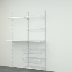 Rangement buanderie 2 colonnes avec penderie, 2 étendoirs et 2 paniers H. 200 x L. 132 x 40 cm