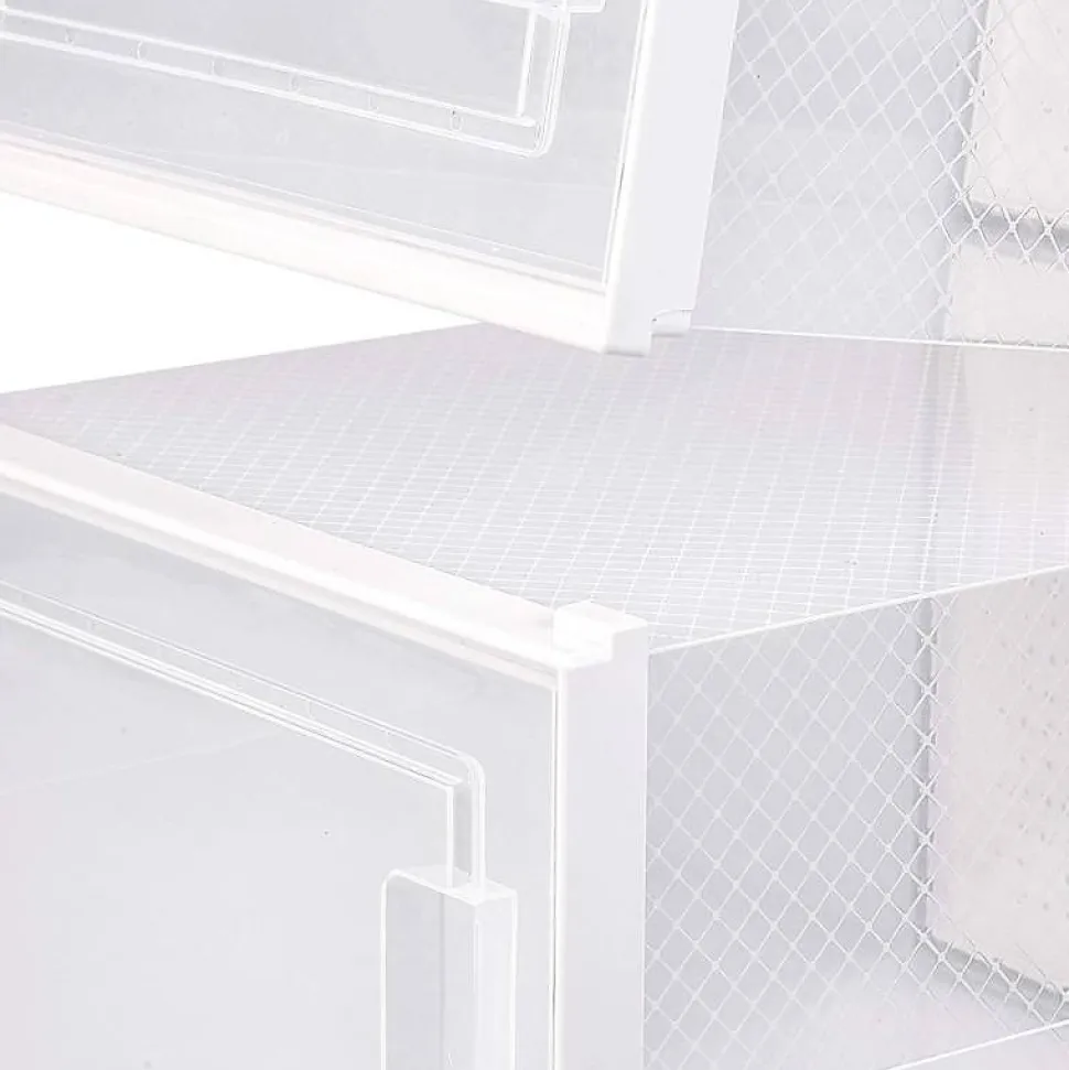 Rangement chaussures - Boites à chaussures - Grand format - Blanc et transparent - Lot de 12