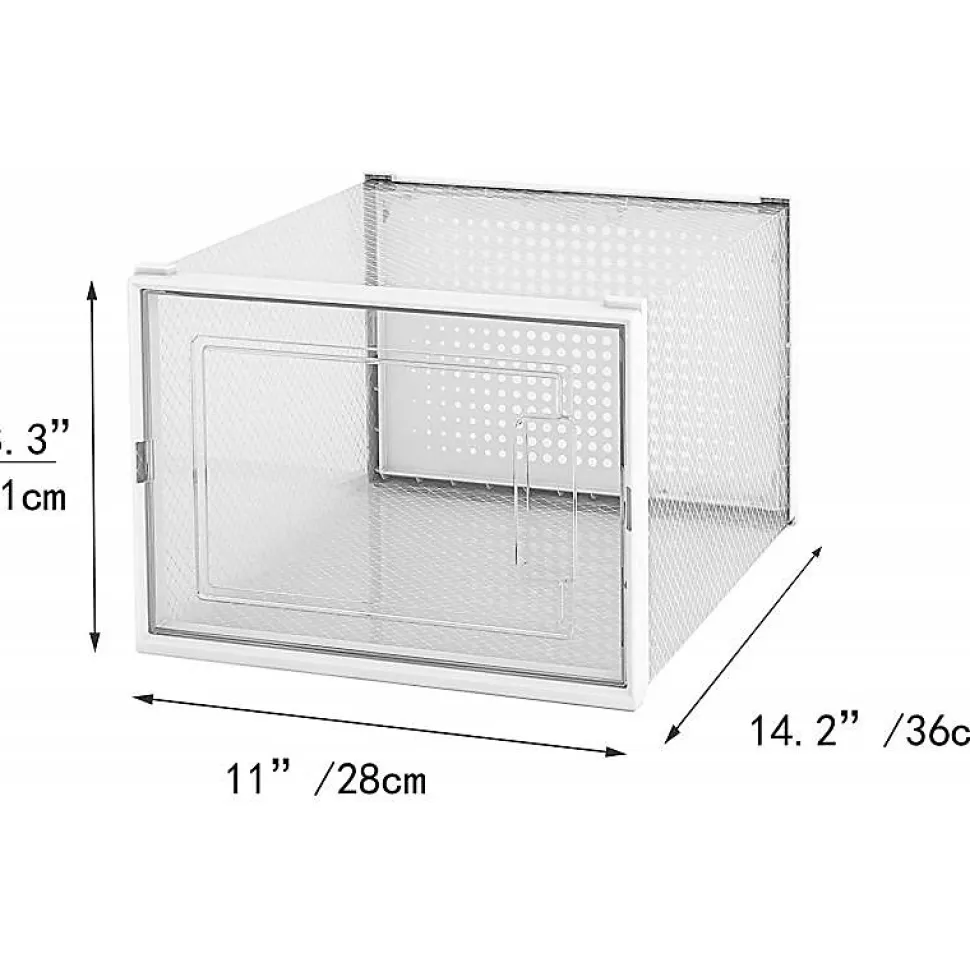 Rangement chaussures - Boites à chaussures - Grand format - Blanc et transparent - Lot de 12