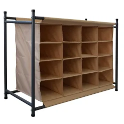Rangement chaussures 16 Poches Beige Tissu Metal 65x82x35