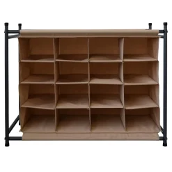 Rangement chaussures 16 Poches Beige Tissu Metal 65x82x35