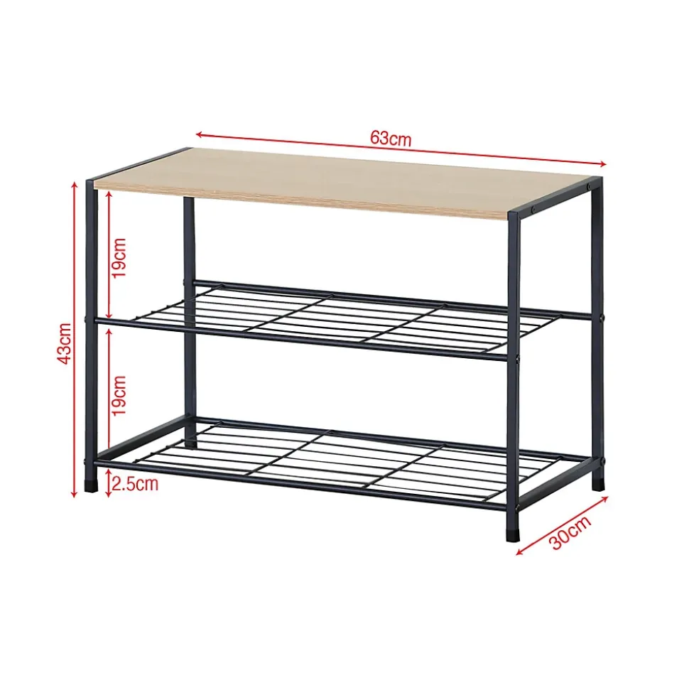 Rangement de Chaussures en Métal pour Entrée avec 3 Etagères